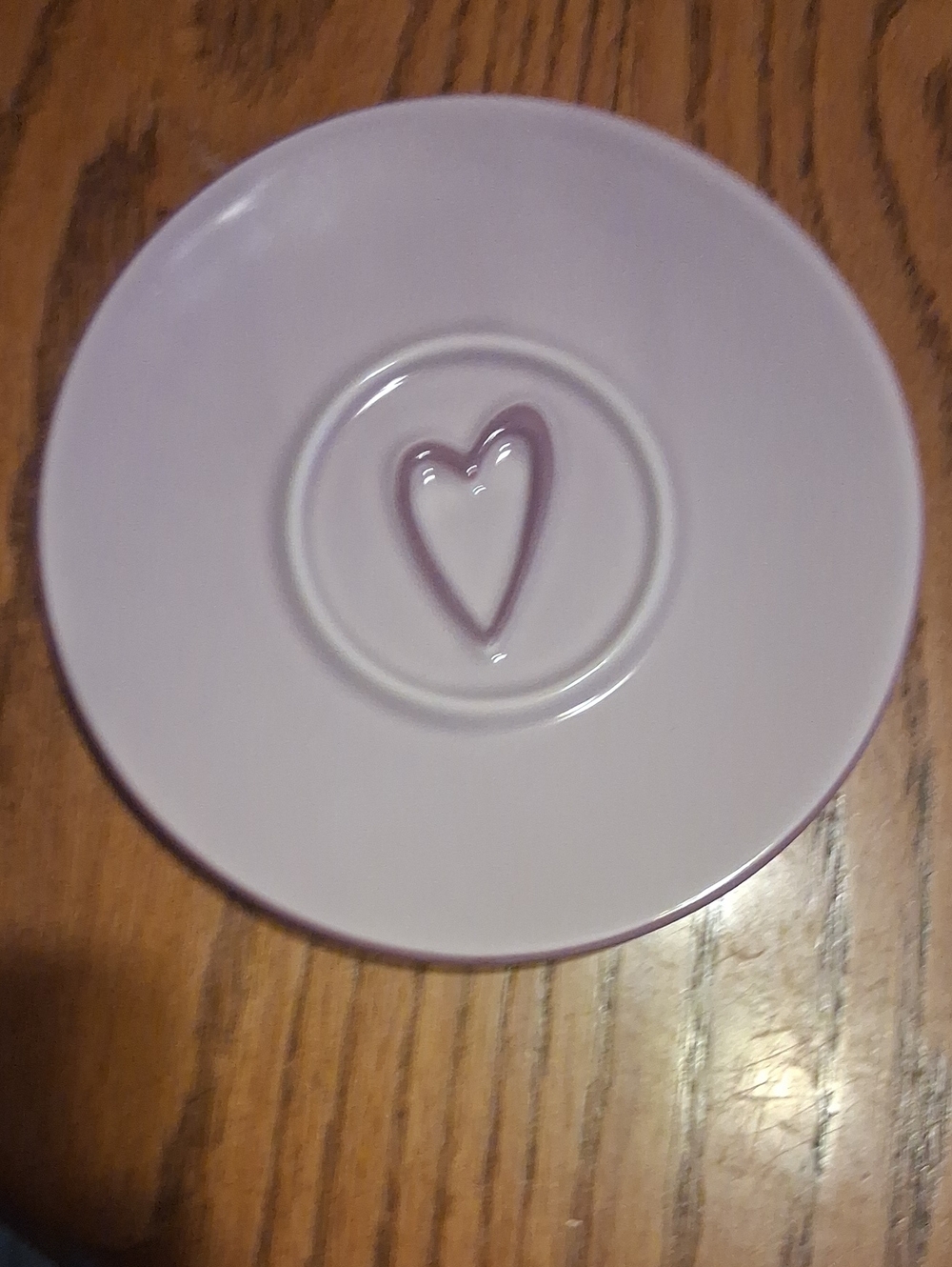 Starbucks Lavender Ceramic Saucer with Heart Detail